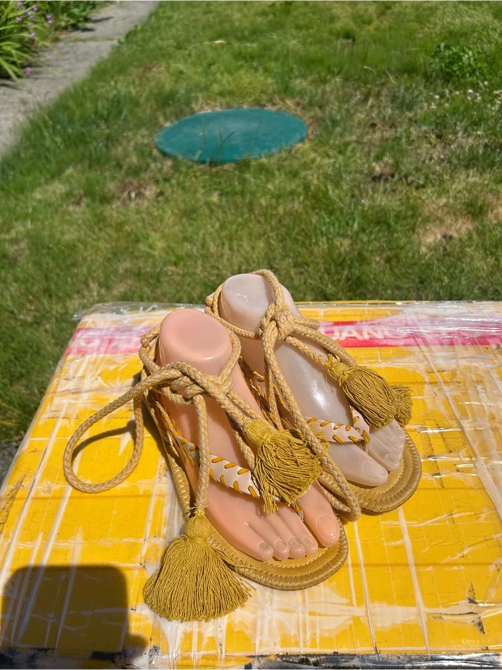 Zara Women’s Tassel Rope Sandals in Mustard Yellow Size 37/7US - Picture 8 of 13